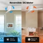 Ceiling Fans with Dimmable Led Lights, 52 Inch Flush Mount Ceiling Fan Remote Control, Quiet DC Reversible Motor for Summer Winter, Low Profile Modern ABS Blades Indoor Use, 3X-Z3[Unable ship on weekends, TK/TEMU only for pickup, only TX10643 warehouse supports GOFO] - Image 8