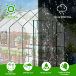 Large Walk-in Greenhouse with PE Cover & Side Windows, 12-Shelf Indoor Outdoor Portable Greenhouse for Garden Backyard, 56 x 85 x 77", White - Image 11