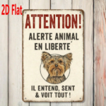 CIFbuy 1pc Yorkshire Terrier Dog Warning Metal Plaque Sign" 2D Flat Unframed Animal Alert Lettering Decor, Lettering Decor, Outdoor Yard Garden Wall Art PlaquikTok, PlaquikTok, t Self-pickup Logiopics - Image 8