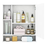 2 in 1 Mirrored Bathroom Wall Cabinet, Space-Saving Medicine Cabinet with Hidden Storage & Shelves - White - Image 7