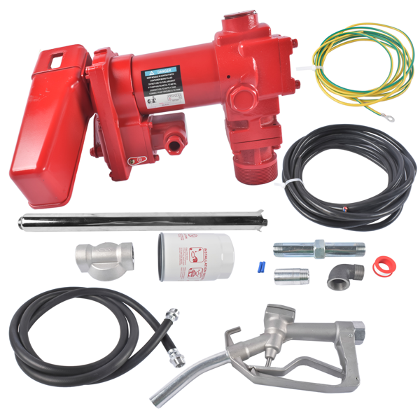 20 GPM High Flow Fuel Transfer Pump 12V DC with Manual Nozzle for Gas Diesel Red