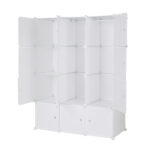 12 Cube Organizer Stackable Plastic Cube Storage Shelves Design Multifunctional Modular Closet Cabinet with Hanging Rod White - Image 5
