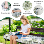 Outdoor Bench Cushion, 63 × 20 × 4 Inch, Tufted Waterproof Swing Cushion with Ties, for Patio Bench or Window Seat - Image 5