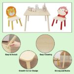 Kids Table and 2 Chairs Set, 3 Pieces Toddler Table and Chair Set, Wooden Activity Play Table Set (Lion&Monkey)-Does not support self pick up - Image 6