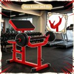 Red 265 LBS Preacher Curl Bench: Adjustable Seated Arm Isolated Barbell Dumbbell Bicep Station for Strength Training - Image 6