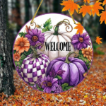 CIFbuy Handmade-Style 2D Flat Round Acrylic Wreath, "" Flat Round Acrylic Wreath, Acrylic Wreath, Purple Pumpkin Welcome Sign Wall Decor TikTok, TikTok, temu emu Self-pickup Logiecics - Image 10