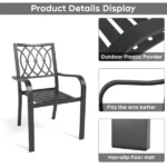Chair 2 - Heavy-Duty Metal Chair 350LB Capacity, Ergonomic Breathable Patio Chair - 30 Min Assembly, All-Weather Metal Frame for Indoor Outdoor Use, Picnic, BBQ, Party & Camping - Image 3