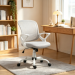 Gray Mid-Back Mesh Office Chair – for Long Hours Working, Swivel Computer Chair, Rocking Function, Rolling Wheels - Image 8