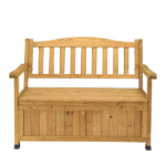 Outdoor Wooden Storage Bench, Large Deck Box with Seating & Armrest, Patio Organizer Loveseat for Garden Porch Deck Backyard Poolside - Image 4