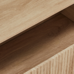Handleless Grille-Finished 3-Drawer Bedside Table P2 Particleboard + MDF & Melamine Veneer + Thermoformed Drawer Cabinet 23.62*12.99*22.05in Oak - Image 8