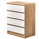 Handle-Free 4-Drawer Storage Cabinet Color-Block Drawer Dresser 23.62*14.96*30.71in Wood-Tone Cabinet Body + White Drawer Fronts - Image 4