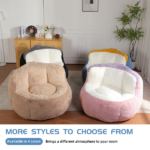 Oversized Bean Bag Chairs,Multicolor Faux Fur Couch Filled with Shredded Sponge,Large Lounger Sofa For Living Room,No Assembly Required , Blue+White+Yellow - Image 9