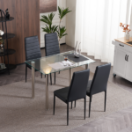4pcs Elegant Assembled Stripping Texture High Backrest Dining Chairs Black Replace encoding 13028198-18410366 - Image 70
