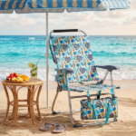 17 Inch Seat Height Beach Chair for Adults, Folding Portable Camping Chair with Headrest, Cup Holder, Side Pocket & Bottom Storage Bag, 7-Position Adjustable Aluminum Beach Chair, Heavy Duty 265 LBS Capacity, Oxford Fabric for Beach, Patio, Pool, Vintage Summer Print - Image 29