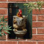 CIFbuy 1pc Vintage Tin Sign Humorous Rooster On Toilet" Reading Newspaper, 8x12in Aluminum Metal Wall Art, Metal Wall Art, Pre-Drilled Funny Garage Home On ToilikTok, On ToilikTok, t Self-pickup Logiopics - Image 6