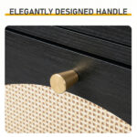 Rattan shoe cabinet with 2 drawers and 4 flip-tops, made of particleboard, 105*24*110cm, black - Image 8