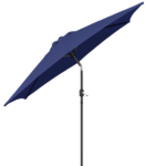 9ft Patio Umbrella, Outdoor Market Umbrella with Push Button Tilt, Crank Handle, 6 Sturdy Iron Ribs, UPF 50+ Waterproof Polyester Canopy, KD Design for Garden, Deck, Backyard, Poolside, Navy Blue - Image 2