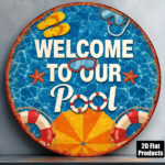CIFbuy 1pc 8x8in Welcome To Our Pool Sign, "Retro 2D" Flat Round Plaque, Pool Party Backyard Poolside Beach Hut Decor, Plaque, Pool Party Backyard Poolside Beach Hut Decor, TikTok, TikTok, Self-pickup Logicoics - Image 11