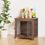 27.2" Dog Crate Furniture with Wheels for Small Dogs, Heavy Duty Dog Kennel Indoor with 2 Doors, Wooden Pet Cage End Table, Double-Doors Sturdy Metal Dog Cage for Anxiety Dog - Image 3