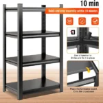 4-Tier Adjustable Metal Storage Shelving Unit, Black Heavy Duty Kitchen Organizer for Home Space Saving - Image 3