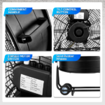 US Standard MLD-30 Industrial Drum Fan, 30 Inch 110V 230W High Velocity Floor Fan, 3 Speed Heavy Duty Black Metal Air Circulator, Adjustable Tilt with Outer Double Wheels, Copper Motor Single Side Support for Warehouse Commercial Use - Image 6