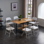 Same Code 71155989 6pcs Elegant Foldable Iron & PVC Chairs for Convention & Exhibition White - Image 51