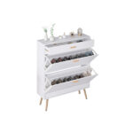 Shoe Cabinet, 16 Pair Shoe Rack Storage Organizer with 2 Flip Drawers, White Entryway Shoe Storage Cabinet for Heels, Boots, Slippers (White) - Image 5