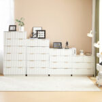 White P2 Particle Board and Density Board 724194cm Wavy Pattern Drawer Front Four-Level Five-Drawer Cabinet - Image 16