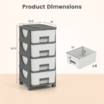 4-Drawer Compact Plastic Storage Cabinet Vertical Organizer for Bedroom Bathroom Office - Image 3