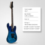 39in Electric Guitar H-H Pickups Trans Blue suit for Heavier Rock - Image 8