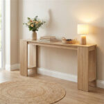 71" Long Farmhouse Console Table, Narrow Entryway Table with Bottom Storage Shelf - Image 2