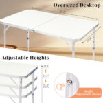 120 x 60 x 70 4Ft Portable Multipurpose Folding Table White - Image 6