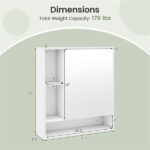 2 in 1 Mirrored Bathroom Wall Cabinet, Space-Saving Medicine Cabinet with Hidden Storage & Shelves - White - Image 5