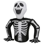 6ft Half-Skull Inflatable Decoration with 3 LED Lights, Black and White, 1000mA, 12V (US Standard)