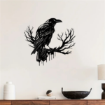 CIFbuy Gothic Black Metal Crow Wall Art Vintage Industrial Bird Silhouette Wall Decor TikTok, temu pick-up service - Image 3