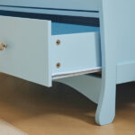 Blue painted finish, MDF, three drawers, 90.5*58*92cm, children's wooden bed with safety belt and changing table for babies - Image 19