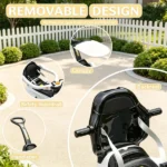 3-in-1 Kids Push Sliding Car with Music & Horn, White Toddler Ride-On with Removable Handle & Canopy - Image 6