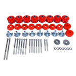 Body Cab Mount Bushings Kit Replacement for Ford F250 F350 Super Duty 1999-2007, Steel Sleeves & Hardware, Red, KF04058BK