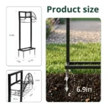 Garden Hose Holder, Water Hose Holder Stand with Storage Basket, Heavy Duty Freestanding Garden Hose Hanger Storage Rack with 4 Spikes for Outside Yard Lawn Farm, Black - Image 6