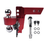 Adjustable Red Trailer Hitch Fits 2" Receiver 6" Drop Solid Tube Hitch 12500 LBS - Image 7
