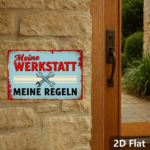 CIFbuy Retro German Slogan Metal Sign Meine Werkstatt Meine" Regeln, Vintage Tool Theme Garage Wall Decor, Wall Decor, 2D Flat Crossed Wrench Plaque WerkstatikTok, WerkstatikTok, t Self-pickup Logiopics - Image 5