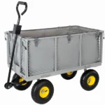 3-in-1 Oversized Steel Garden Cart , 880lbs Pullable Mesh Metal Garden Cart, All-Terrain Utility Cart with Removable Liner & Side Panels & Mesh Tray for Outdoor Lawn, Patio and Landscaping, Gray - Image 10