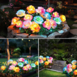 Solar Lights Outdoor Waterproof for Garden Decor, 4 Pack Solar Garden Lights for Outside, Outdoor Solar Lights for Yard with Solar Flowers Lights, Solar Powered Yard Decorations - Image 2
