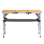 Outdoor Folding Camping Table, 3ft Portable Pinic Table with 3 Adjustable Height, Small Aluminum Foldable Lightweight Patio Side Table with Carry Handle for Outdoor Indoor Hiking Camp BBQ Beach - Image 2