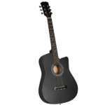 Matte Black 38-inch Acoustic Guitar with Picks, Strings, Capo, Case, Tuner, and Strap