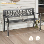 49in PVC Tulip Backrest Iron Bench Black - Image 4
