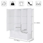 12 Cube Organizer Stackable Plastic Cube Storage Shelves Design Multifunctional Modular Closet Cabinet with Hanging Rod White - Image 12