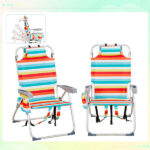Same Code 14464082 63*70*99cm Heightened Oxford Cloth Silver White Aluminum Tube Bearing 100kg Beach Chair Rainbow Stripes - Image 13