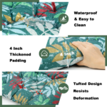 Outdoor Bench Cushion, 60 × 20 × 4 Inch, Tufted Waterproof Swing Cushion with Ties, for Patio Bench or Window Seat - Image 4