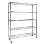 5-Tier NSF Heavy Duty Adjustable Storage Metal Rack with Wheels & Shelf Liners Ideal for Garage, Kitchen, and More - Chrome - Image 8